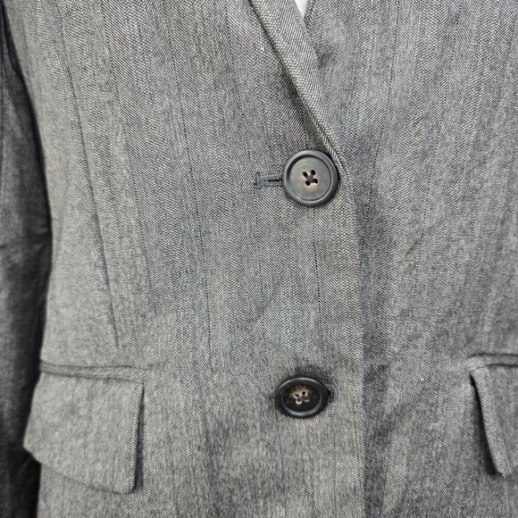 Vintage J Crew Greige Pin Striped Two Button Wool Blazer Jacket - Picture 4 of 7